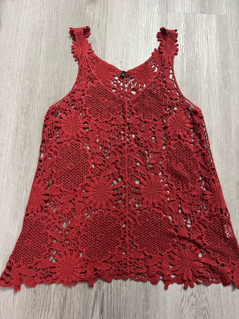 105–Boho Crochet Lace Tank Top in Deep orange